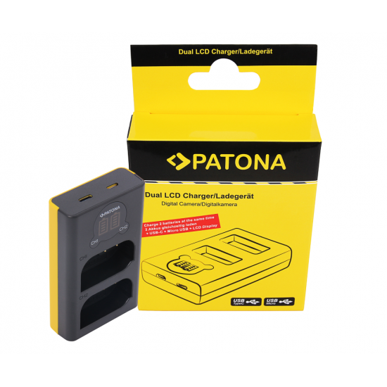 PATONA Dual LCD USB Charger f. Panasonic DMW-BLK22 DC-S5 DC-S9