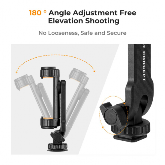 K&F Concept Cell Phone Holder Clamp With Two Cold Shoe Mount 360° Adjustment