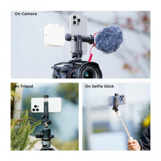 K&F Concept Cell Phone Holder Clamp With Two Cold Shoe Mount 360° Adjustment