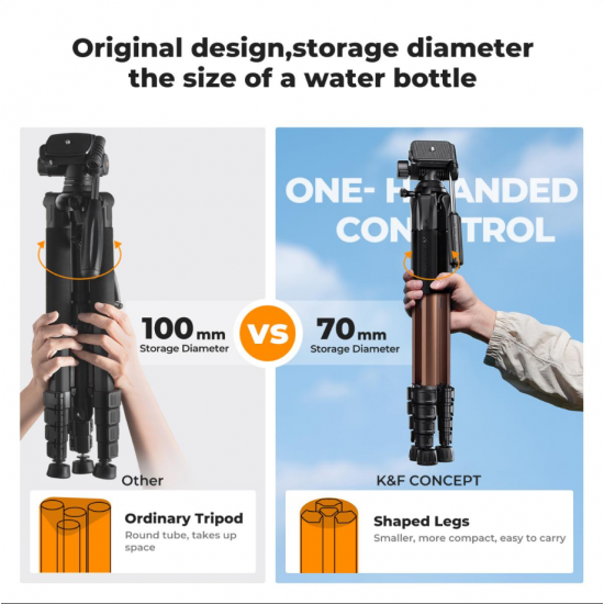 K&F Concept Lightweight Portable Travel Outdoor DSLR Tripods for Camera Phone Video Recording Tripod Stand