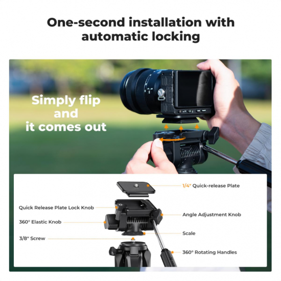 K&F Concept Lightweight Portable Travel Outdoor DSLR Tripods for Camera Phone Video Recording Tripod Stand