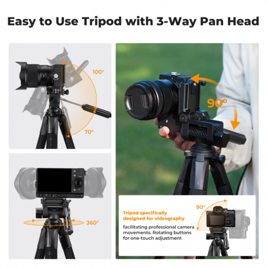 K&F Concept Lightweight Portable Travel Outdoor DSLR Tripods for Camera Phone Video Recording Tripod Stand