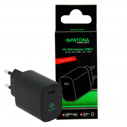 PATONA Premium PD20W Adapter 5V/3A 9V/2.22A 12V/1.67A USB-C PD3.0 QC3.0 black