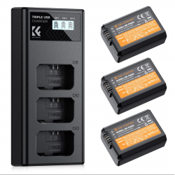 K&F Concept LP-E6/LP-E6NH Battery and 3-Slot Charger