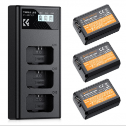K&F Concept LP-E6/LP-E6NH Battery and 3-Slot Charger