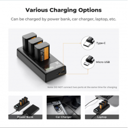 K&F Concept LP-E6/LP-E6NH Battery and 3-Slot Charger