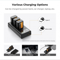 K&F Concept LP-E6/LP-E6NH Battery and 3-Slot Charger