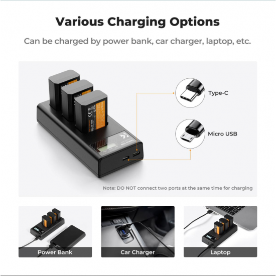 K&F Concept LP-E6/LP-E6NH Battery and 3-Slot Charger
